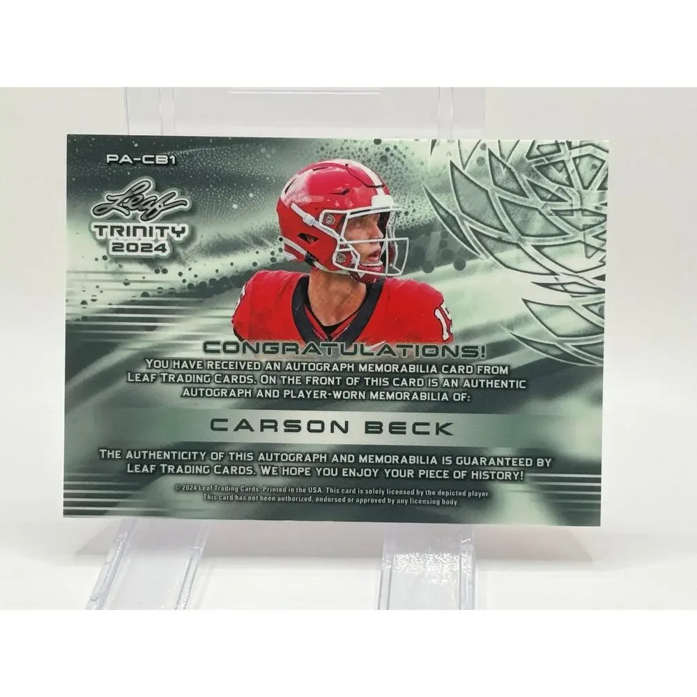 2024 Leaf Trinity Carson Beck  Bronze Jersey Patch Auto 37/99 SP Miami Cardinals